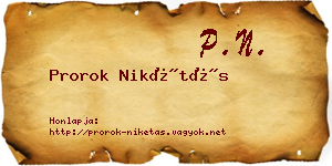 Prorok Nikétás névjegykártya